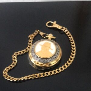 John Wayne Gold-Tone Pocket Watch Pendant Necklace - Gold